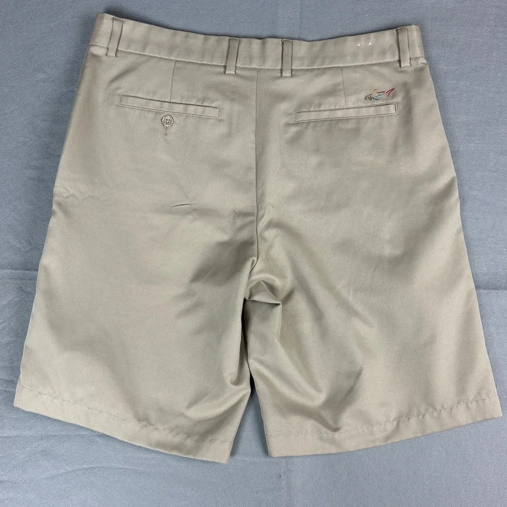 Greg Norman for Tasso Elba Golf Shorts Men 34 Tan  Performance Flat Front Khaki